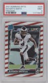 Devonta Smith from the 2021 Panini Donruss Optic set featuring a Freedom parallel graded by PSA and given an overall grade of 9.