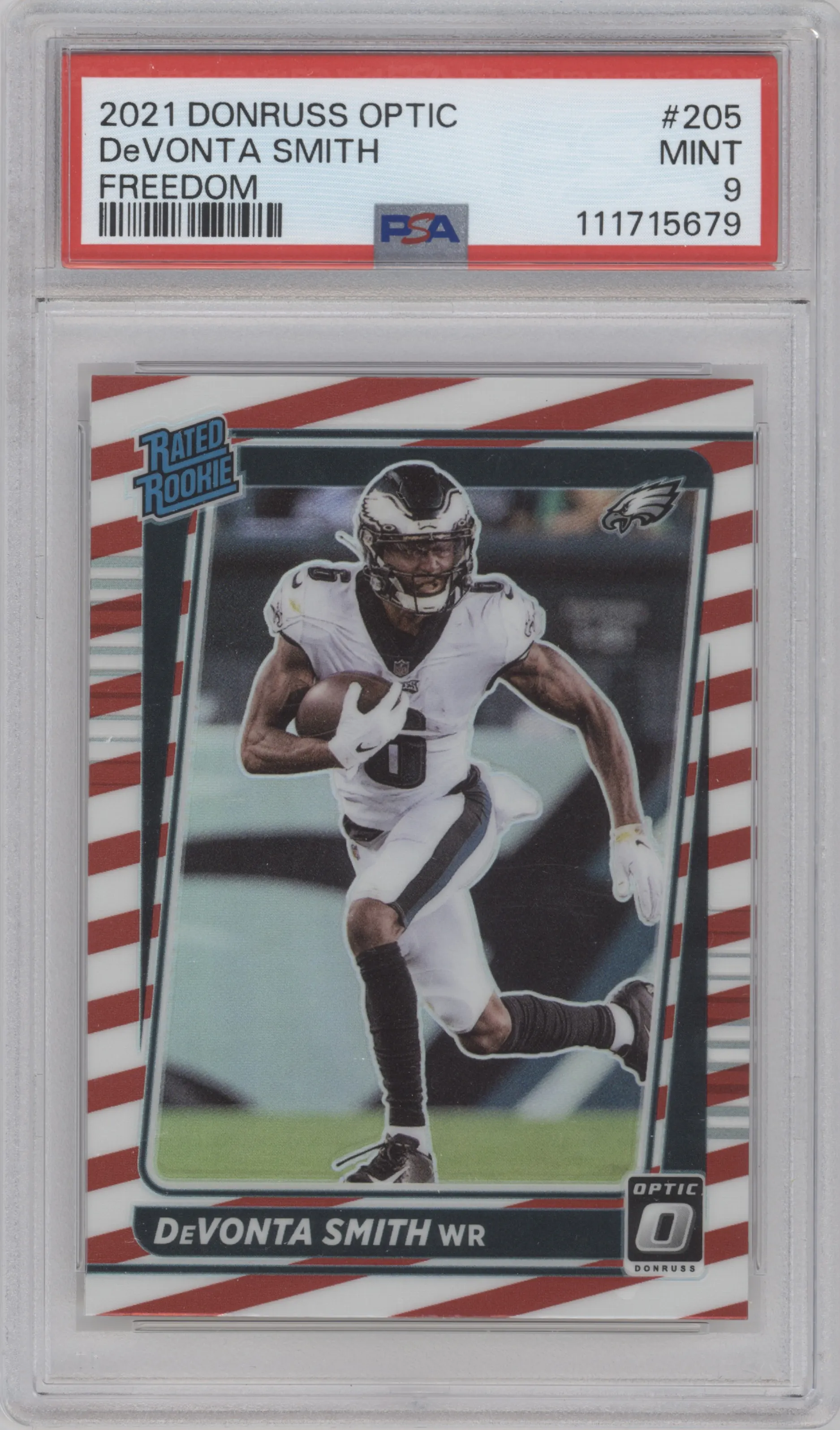 2021 Panini Donruss Optic Rated Rookie Devonta Smith Freedom PSA 9