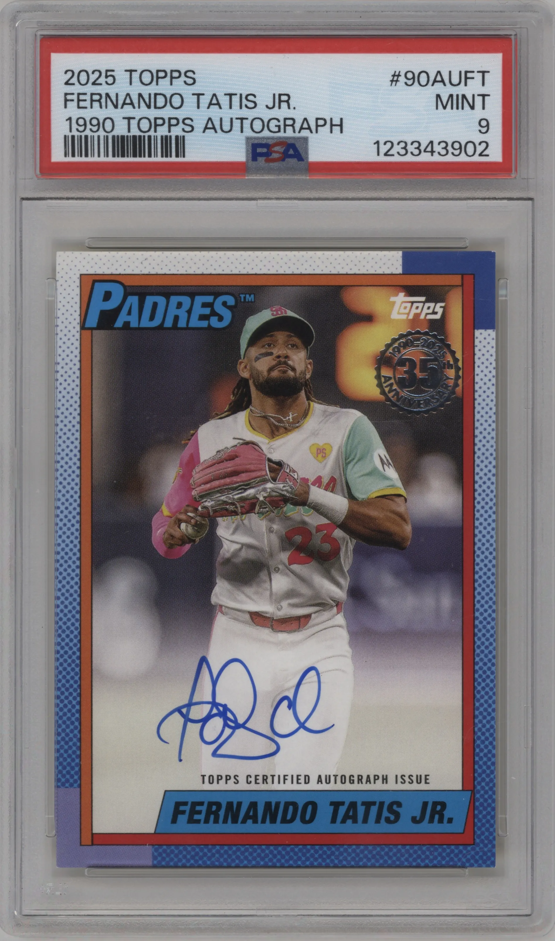 2025 Topps 1990 35th Anniv.Auto Fernando Tatis Jr. #90AU-FT PSA 9