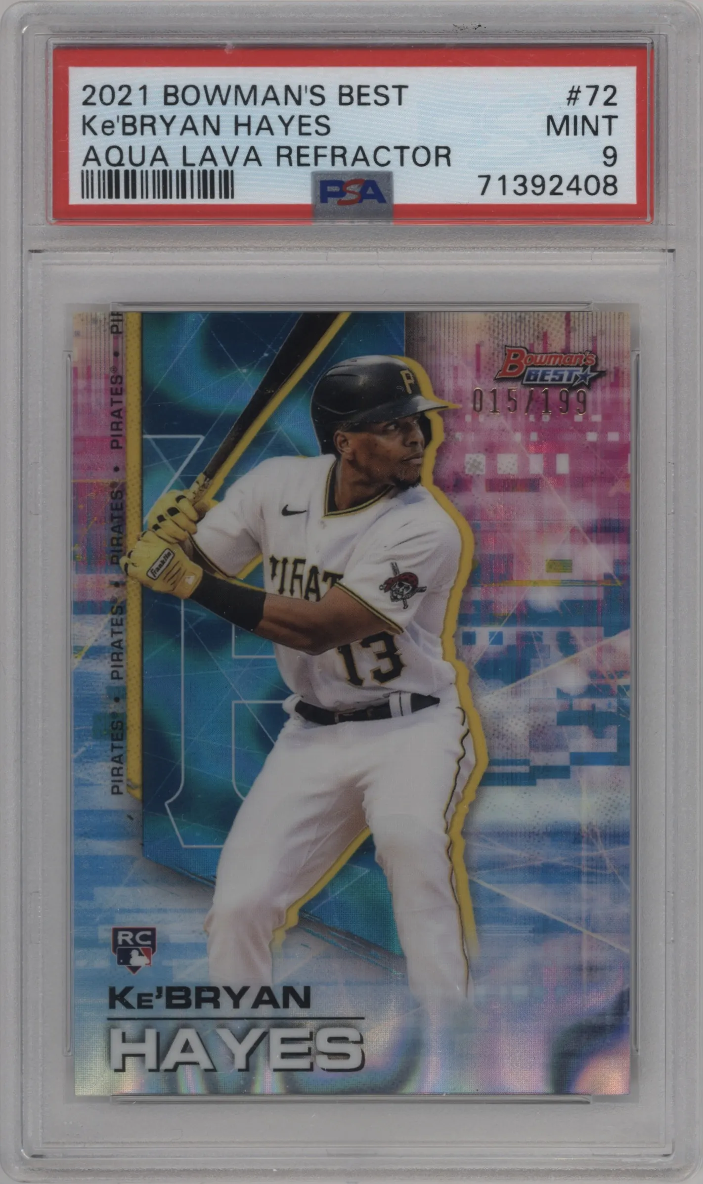 2021 Bowman’s Best Ke'Bryan Hayes Aqua Lava Refractor PSA 9