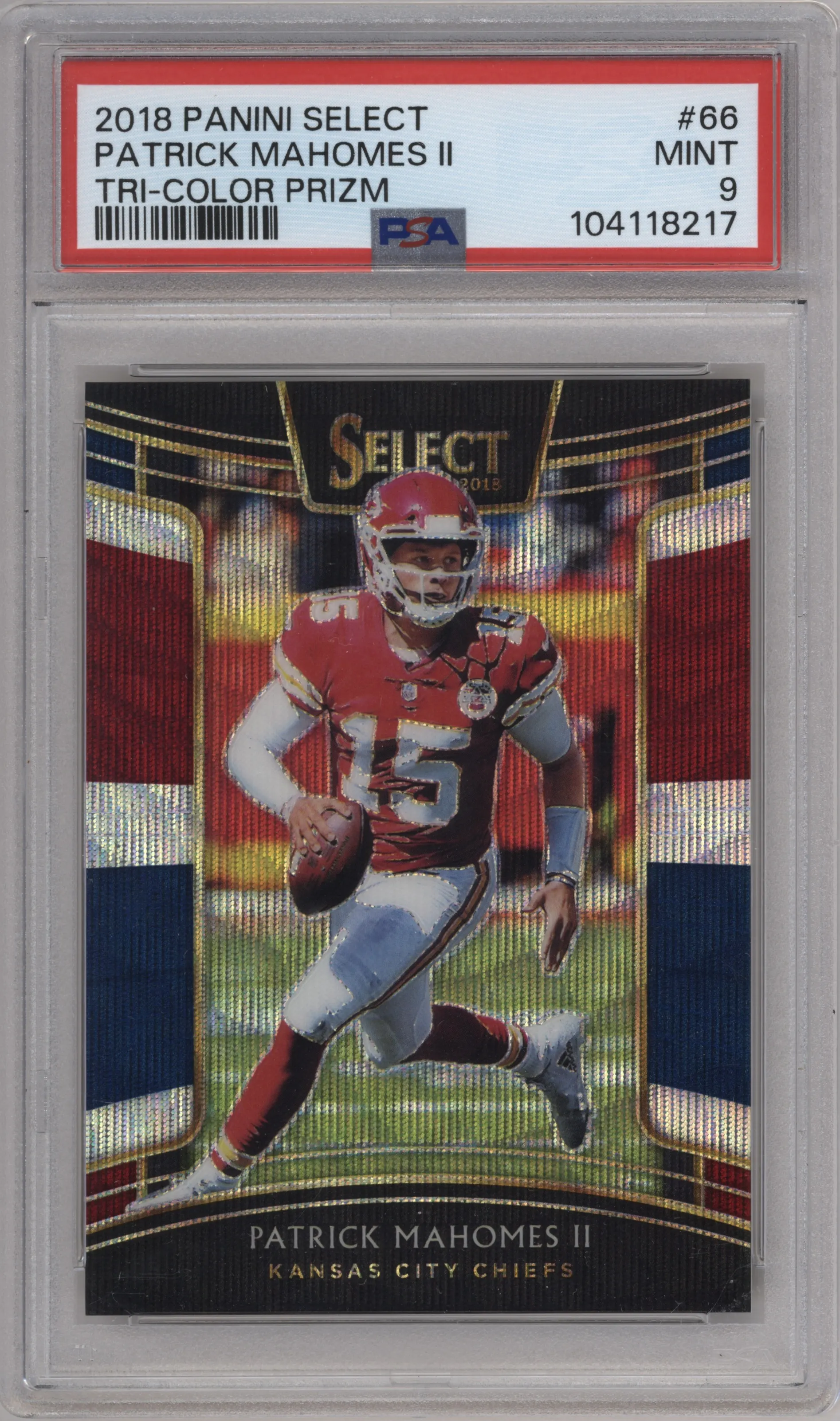 2018 Panini Select Patrick Mahomes II Tri-Color Prizm #66 PSA 9