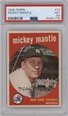 Mickey Mantle from the 1959 Topps set graded by PSA and given an overall grade of 3.5.