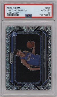 Chet Holmgren from the 2022-23 Panini Prizm  set graded by PSA and given an overall grade of 10.