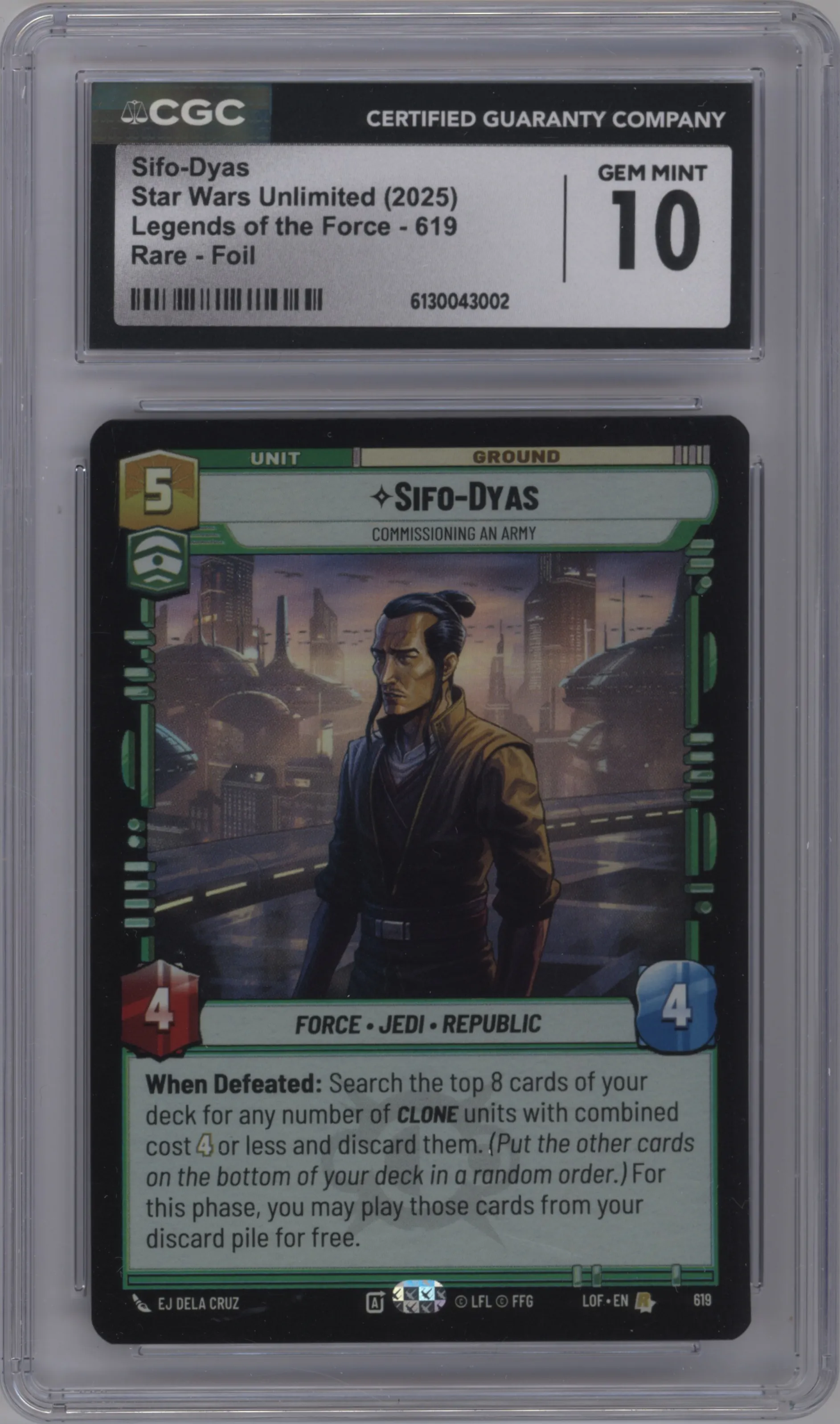 2025 Star Wars: Unlimited Legends of the Force Sifo-Dyas Foil CGC 10