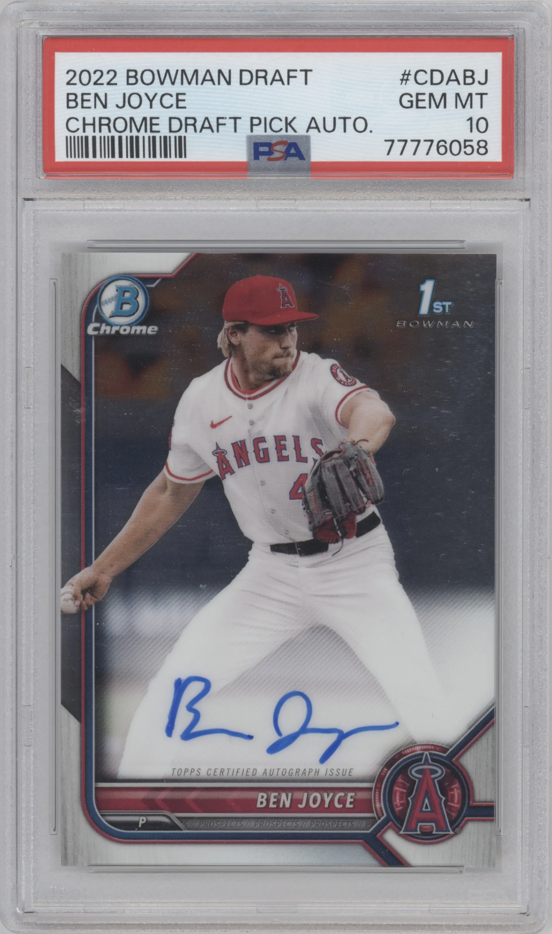 2022 Bowman Draft Chr.DP Auto Ben Joyce PSA 10