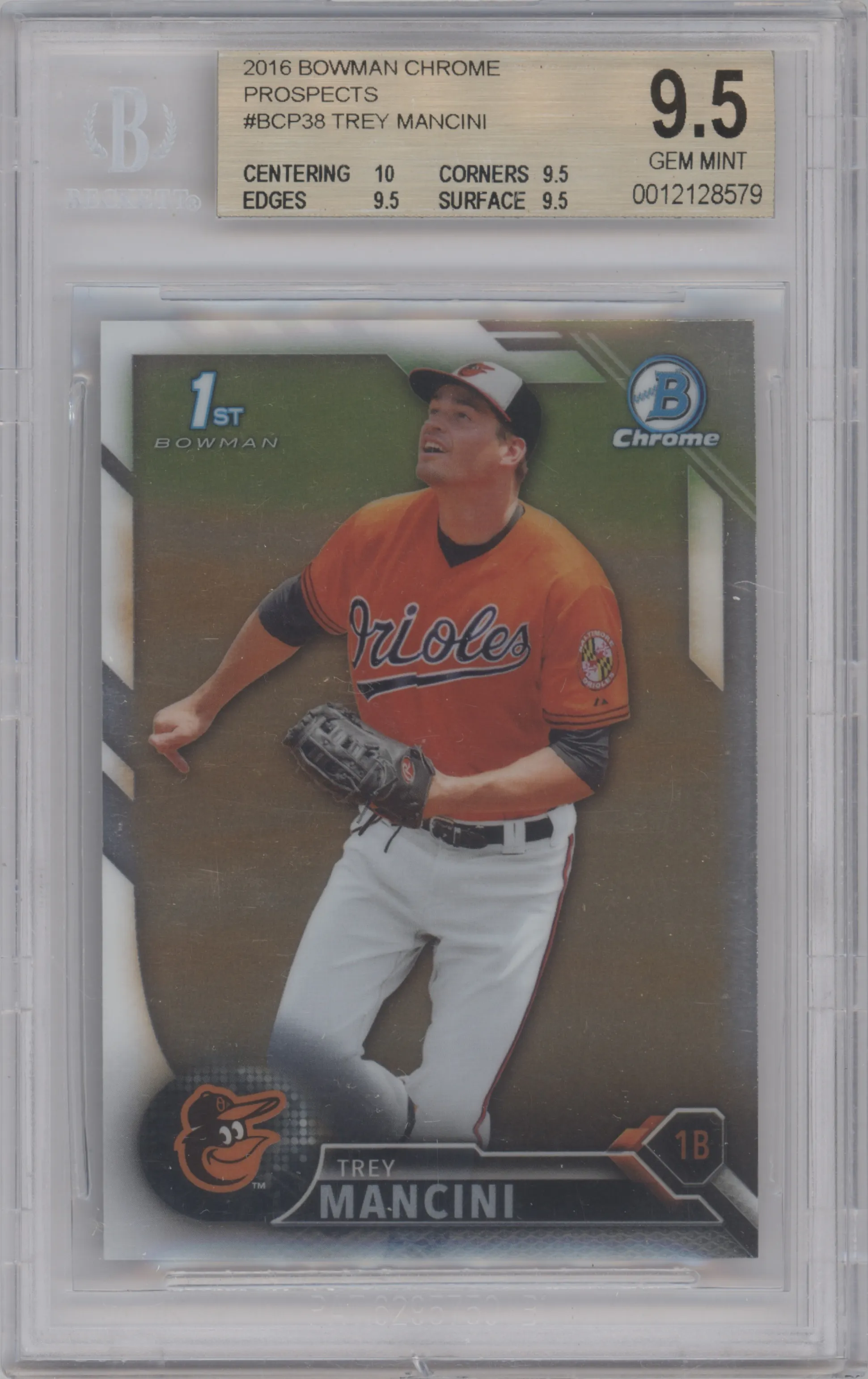 2016 Bowman Chr.Pros. Trey Mancini BGS 9.5
