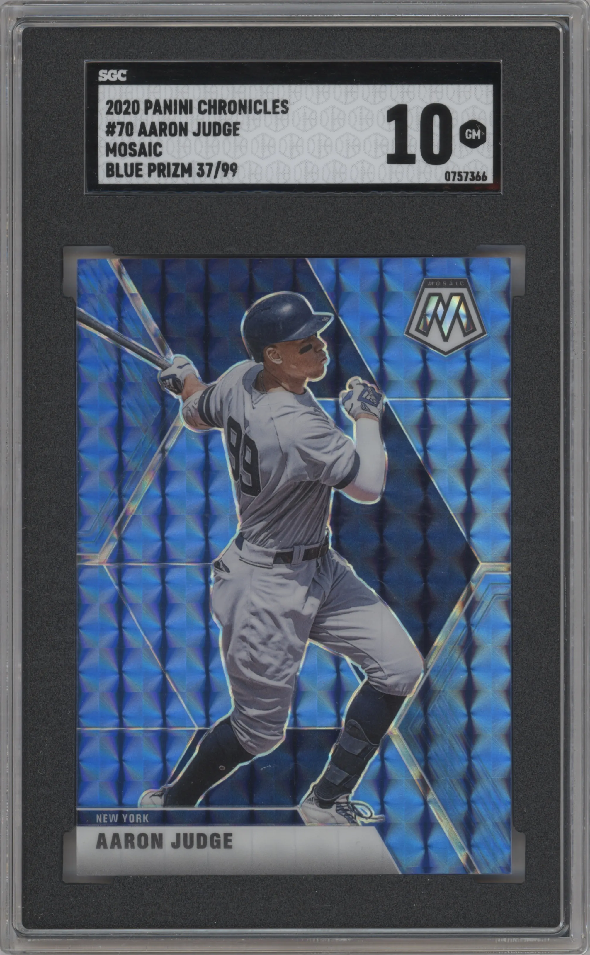 2020 Panini Chronicles Mosaic Aaron Judge Blue SGC 10