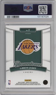 LeBron James from the 2024-25 Donruss Optic set graded by PSA and given an overall grade of 9.