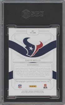 Davis Mills from the 2021 Panini National Treasures set graded by SGC and given an overall grade of 9.