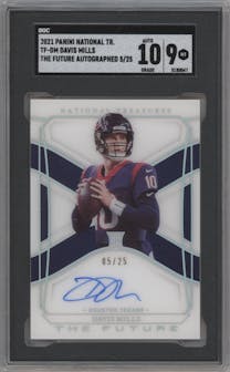 Davis Mills from the 2021 Panini National Treasures set graded by SGC and given an overall grade of 9.