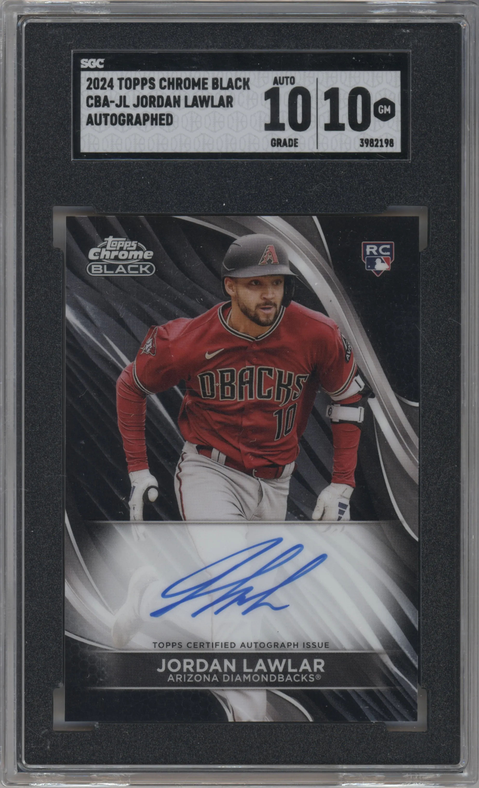 2024 2024 Topps Chrome Black Topps Chrome Black Auto Jordan Lawlar #CBA-JL SGC 10