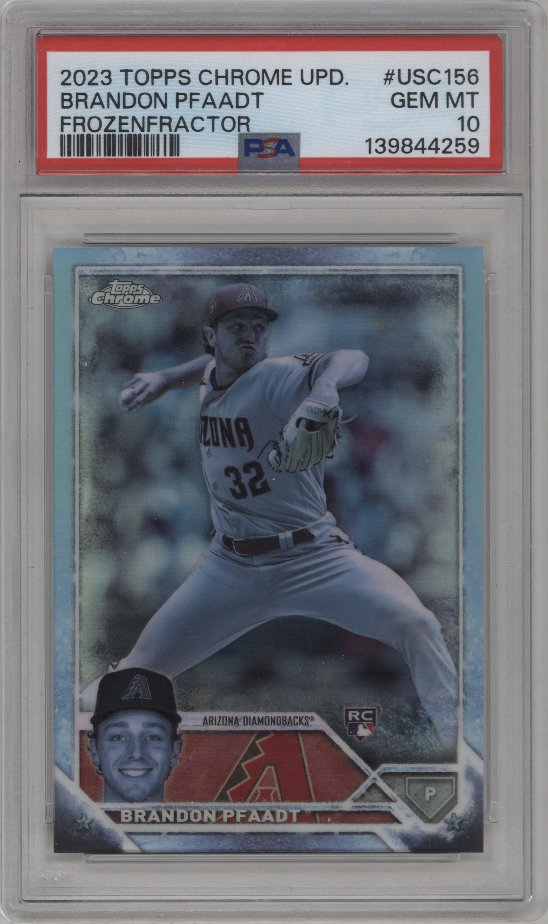 2023 Topps Chrome Update Brandon Pfaadt FrozenFractor #USC156 PSA 10