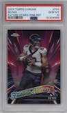 Bo Nix from the 2024 Topps Chrome set featuring a Pink Refractor parallel graded by PSA and given an overall grade of 10.