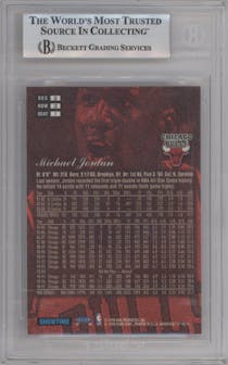 Michael Jordan from the 1997-98 Flair Showcase set graded by Beckett and given an overall grade of 9.