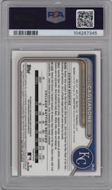 Jac Caglianone from the 2024 Bowman Draft Sapphire Edition set featuring a Orange parallel graded by PSA and given an overall grade of 10.
