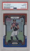 C.J. Stroud from the 2023 Panini Prizm set featuring a Red/White/Blue parallel graded by PSA and given an overall grade of 10.