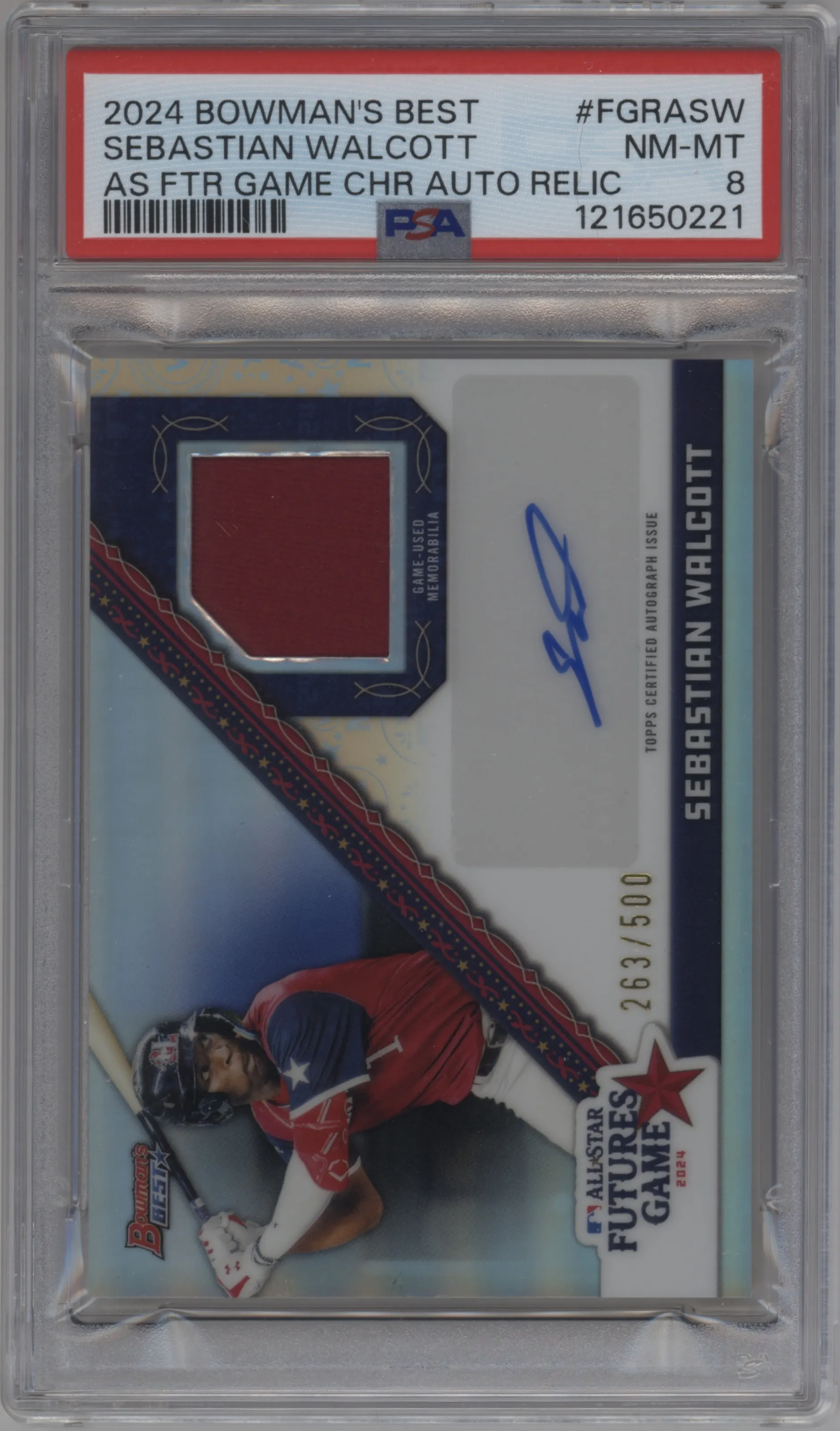2024 Bowman's Best AS Fut.Gm.Au.Rlc. Sebastian Walcott PSA 8