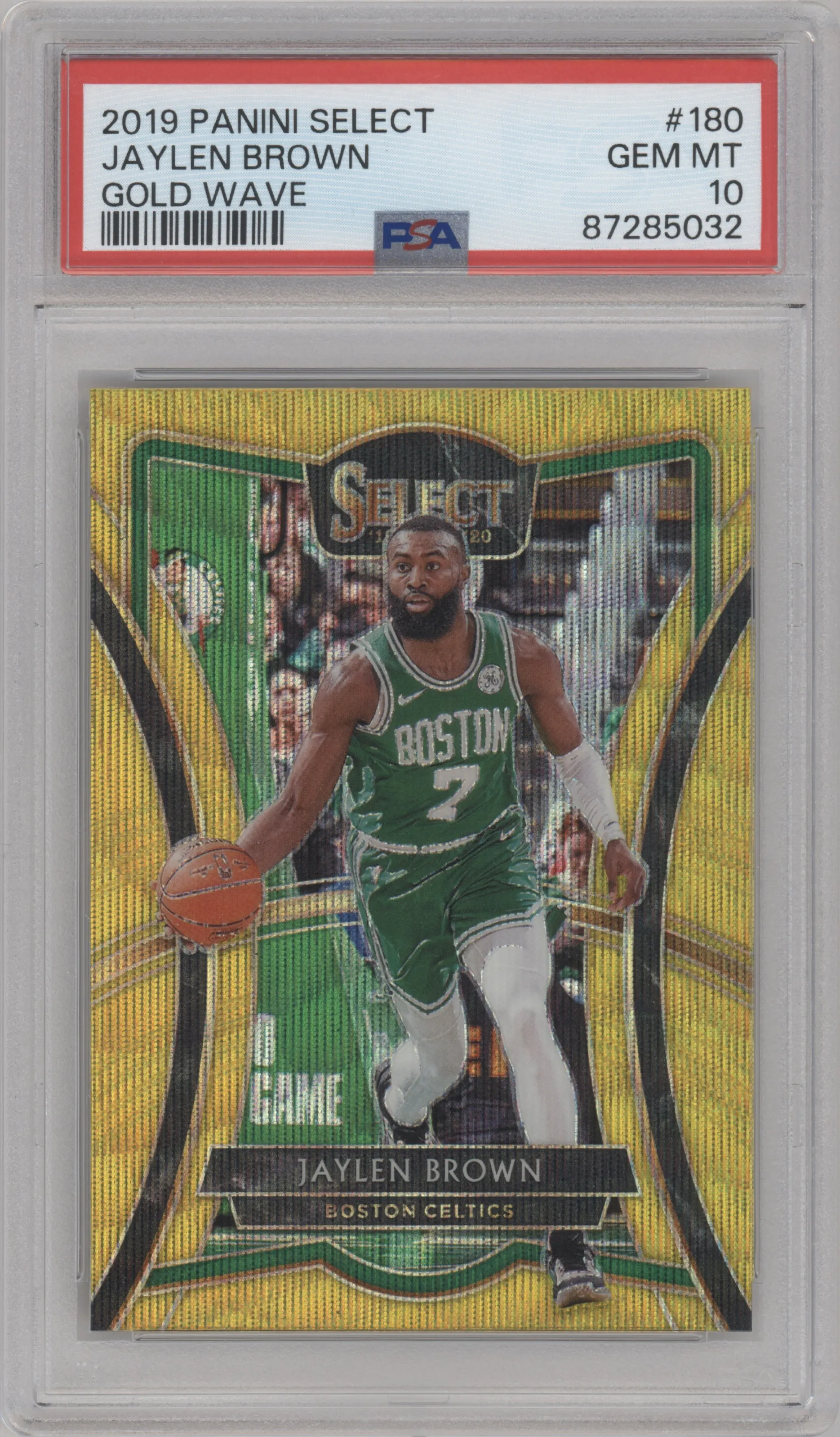 2019 Panini Select Pre.Lvl. Jaylen Brown Gold Wave #180 PSA 10