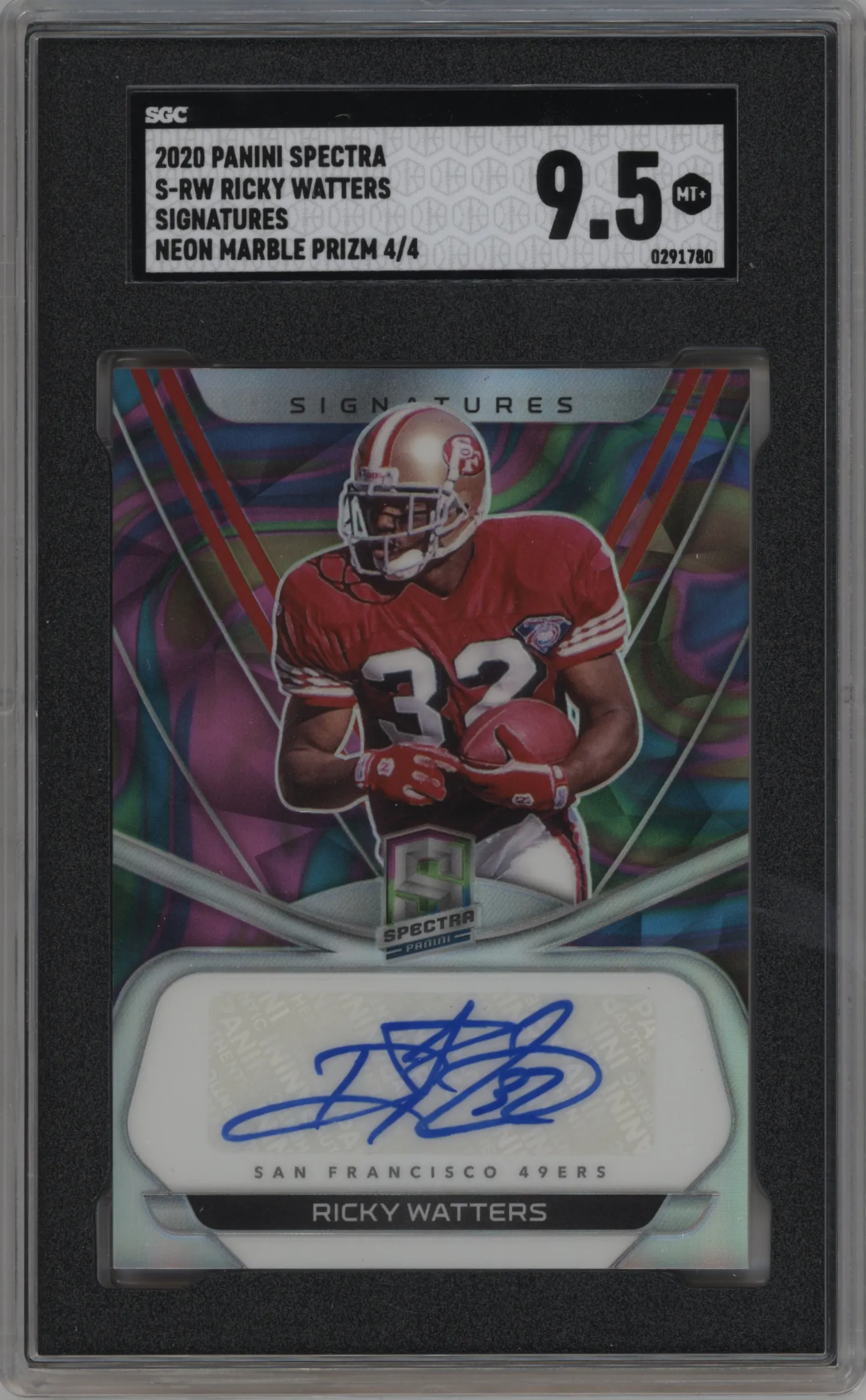 2020 Panini Spectra Signatures Ricky Watters Neon Marble SGC 9.5