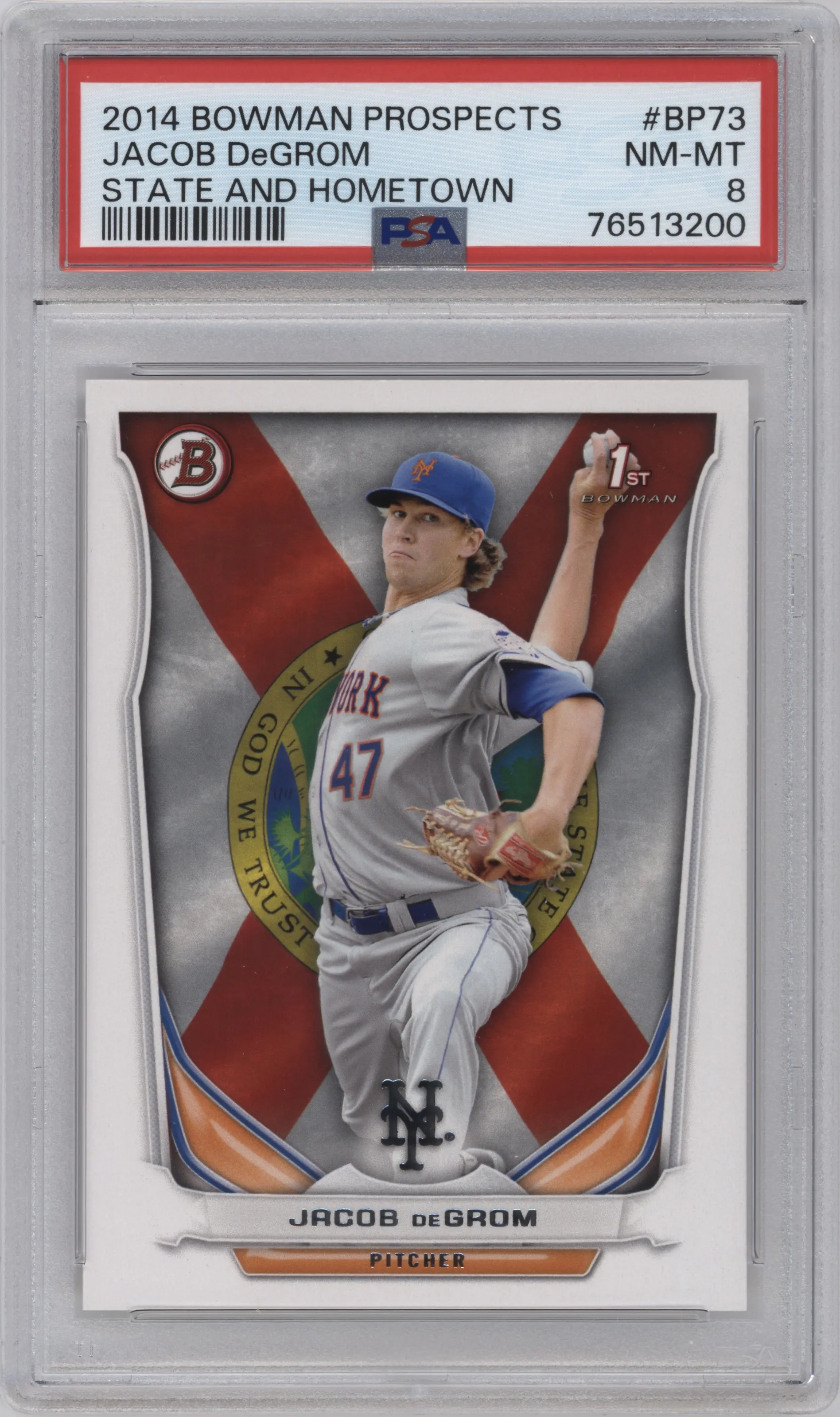 2014 Bowman Prospect Jacob DeGrom State And Hometown #BP73 PSA 8