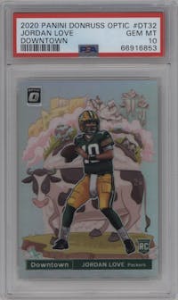 Jordan Love from the 2020 Panini Donruss Optic set graded by PSA and given an overall grade of 10.