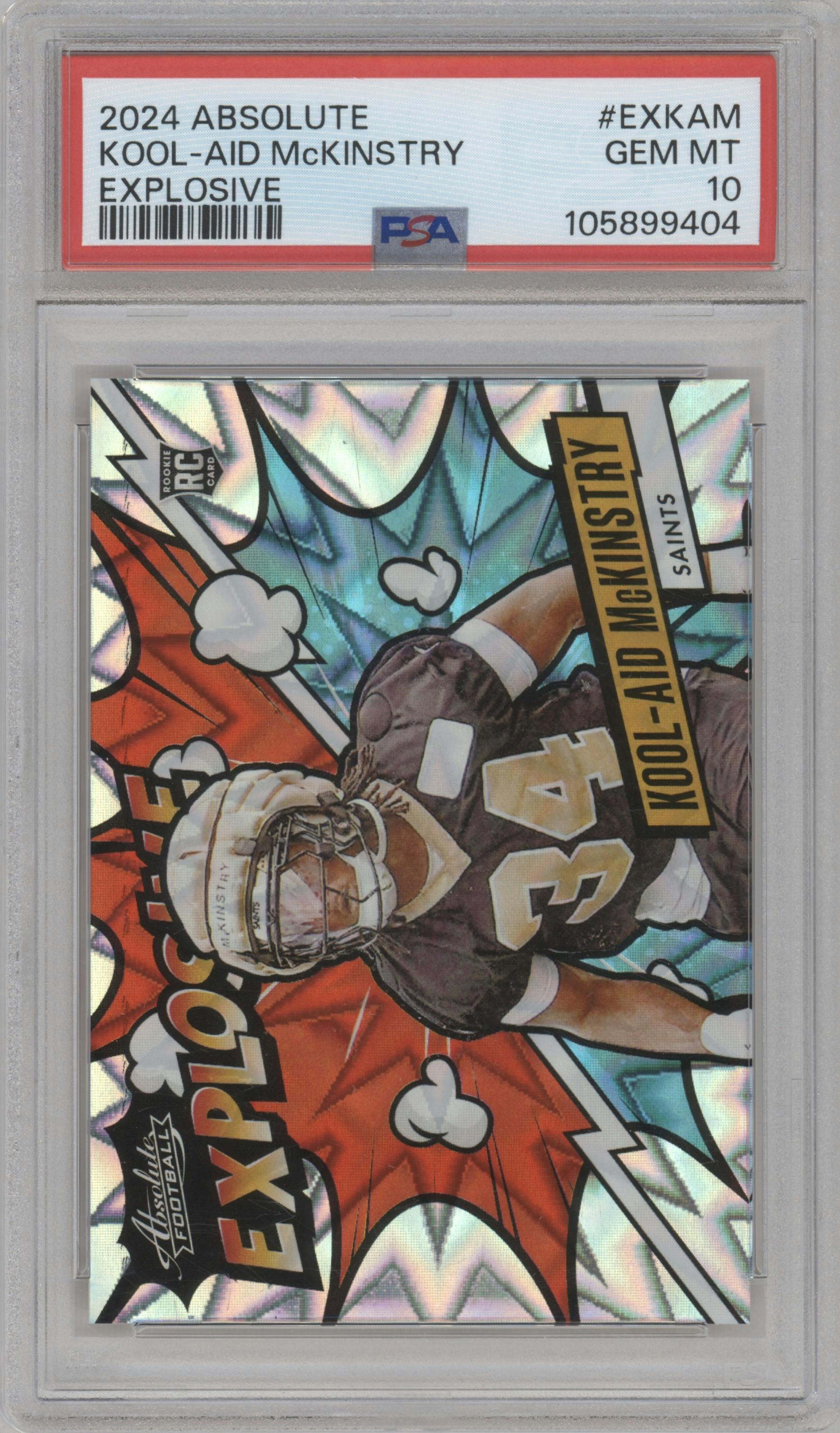 Kool-Aid McKinstry from the 2024 Panini Absolute set graded by PSA and given an overall grade of 10.