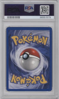 Blaine's Charizard from the 2000 Pokemon GH set graded by PSA and given an overall grade of 8.