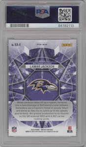 Lamar Jackson from the 2023 Panini Mosaic set graded by PSA and given an overall grade of 10.