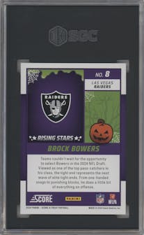 Brock Bowers from the 2024 Score-a-Treat set featuring a Bats parallel graded by SGC and given an overall grade of 10.