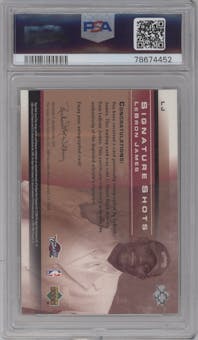 LeBron James  from the 2003-04 Upper Deck Sweet Shot set graded by PSA and given an overall grade of 8.5.