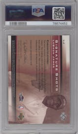LeBron James from the 2003-04 Upper Deck Sweet Shot set graded by PSA and given an overall grade of 8.5.