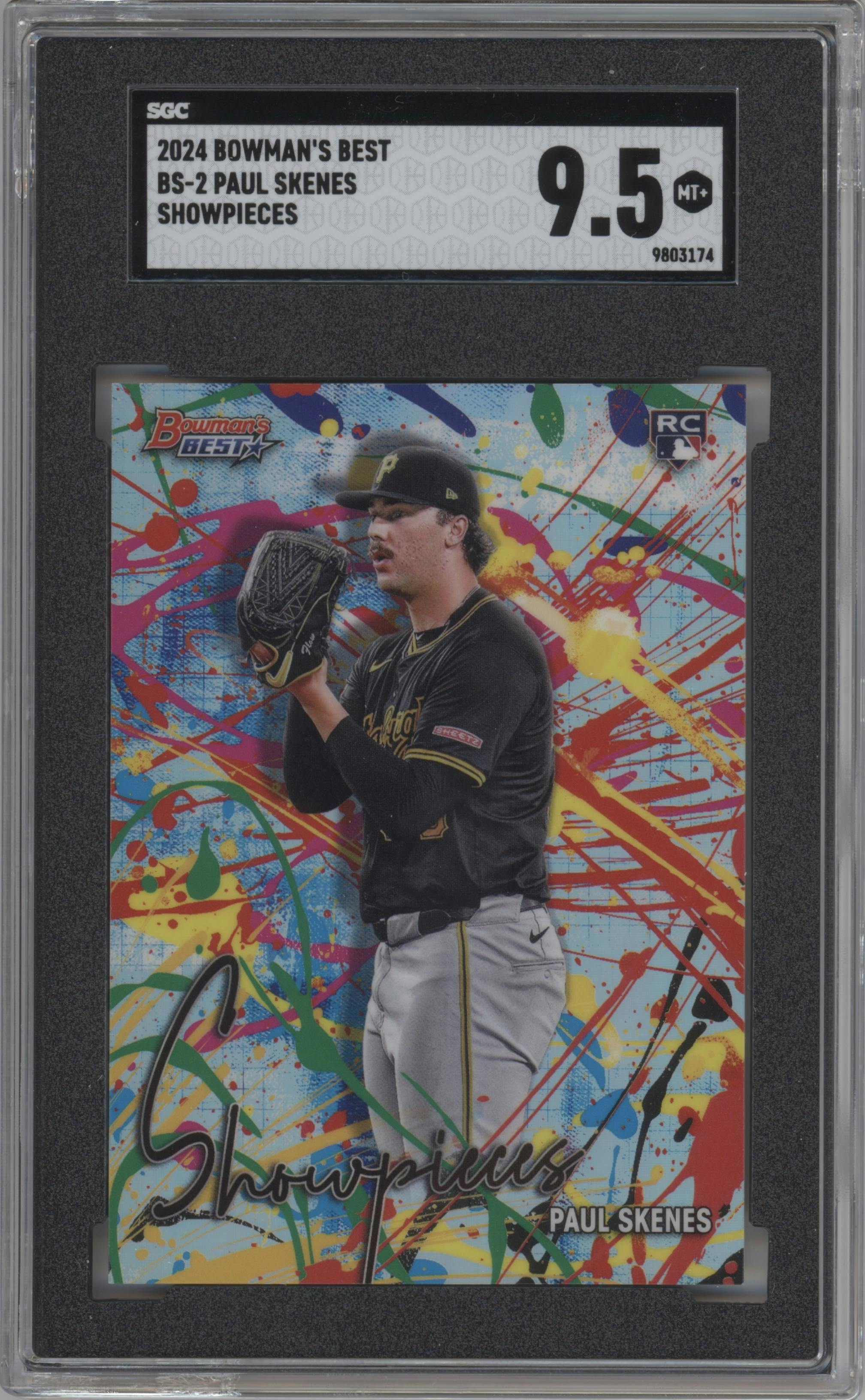 Paul Skenes from the 2024 Bowman's Best set graded by SGC and given an overall grade of 9.5.