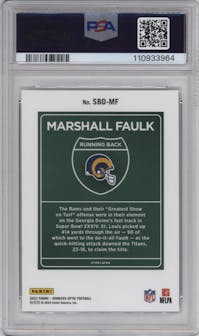 Marshall Faulk from the 2023 Donruss Optic set graded by PSA and given an overall grade of 10.