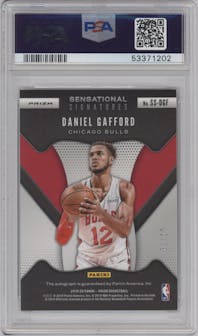 Daniel Gafford from the 2019-20 Panini Prizm set featuring a Gold Shimmer parallel graded by PSA and given an overall grade of 10.