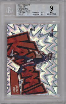 Drake Maye from the 2024 Panini Absolute set graded by Beckett and given an overall grade of 9.