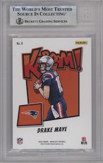 Drake Maye from the 2024 Panini Absolute set graded by Beckett and given an overall grade of 9.
