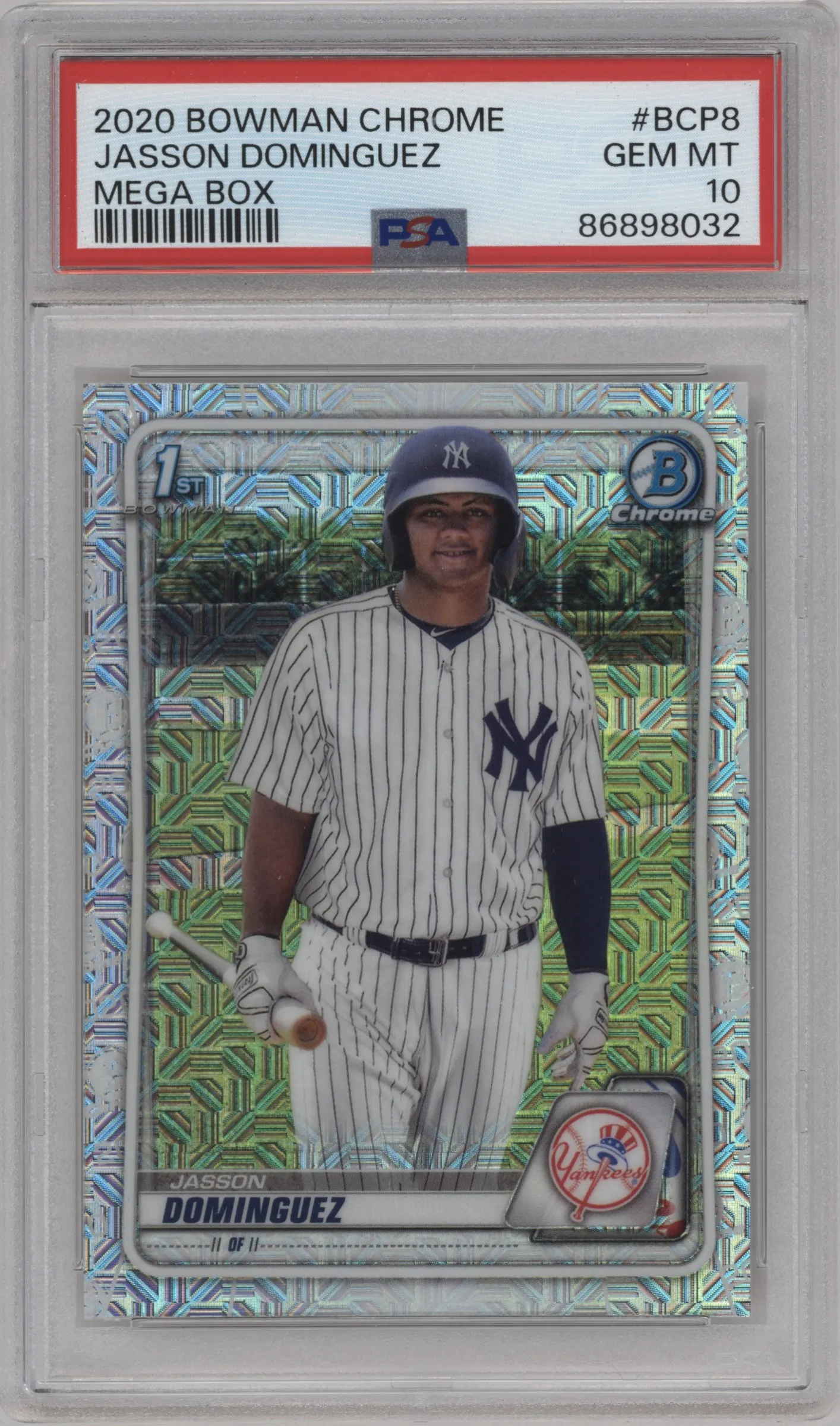 2020 Bowman Mega Box Chrome Chrome Prospect Jasson Dominguez #BCP-8 PSA 10