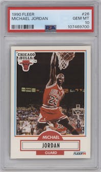 Michael Jordan from the 1990-91 Fleer set graded by PSA and given an overall grade of 10.