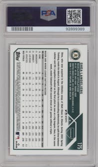 Shea Langeliers from the 2023 Topps Chrome set featuring a Orange Refractor parallel graded by PSA and given an overall grade of 10.