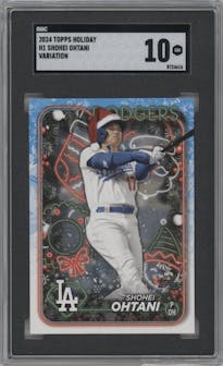 Shohei Ohtani from the 2024 Topps Holiday set graded by SGC and given an overall grade of 10.