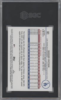 Shohei Ohtani from the 2024 Topps Holiday set graded by SGC and given an overall grade of 10.