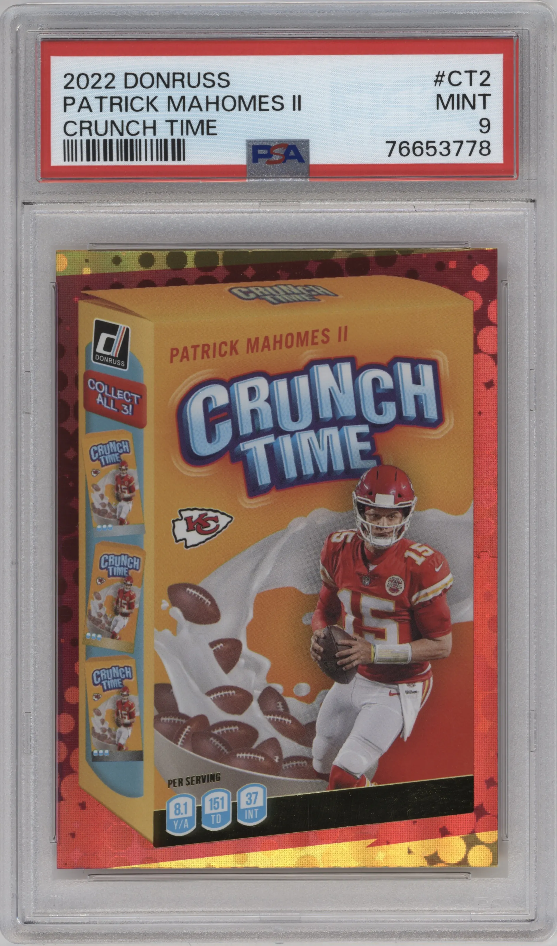 2022 Panini Donruss Crunch Time Patrick Mahomes II #CT-2 PSA 9
