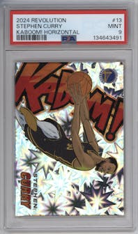 Stephen Curry from the 2024-25 Panini Revolution set graded by PSA and given an overall grade of 9.
