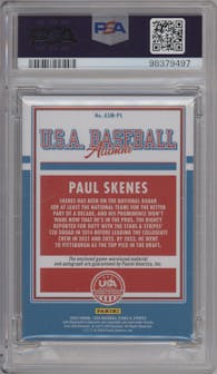 Paul Skenes from the 2024 Panini USA Baseball Stars & Stripes set graded by PSA and given an overall grade of 8.