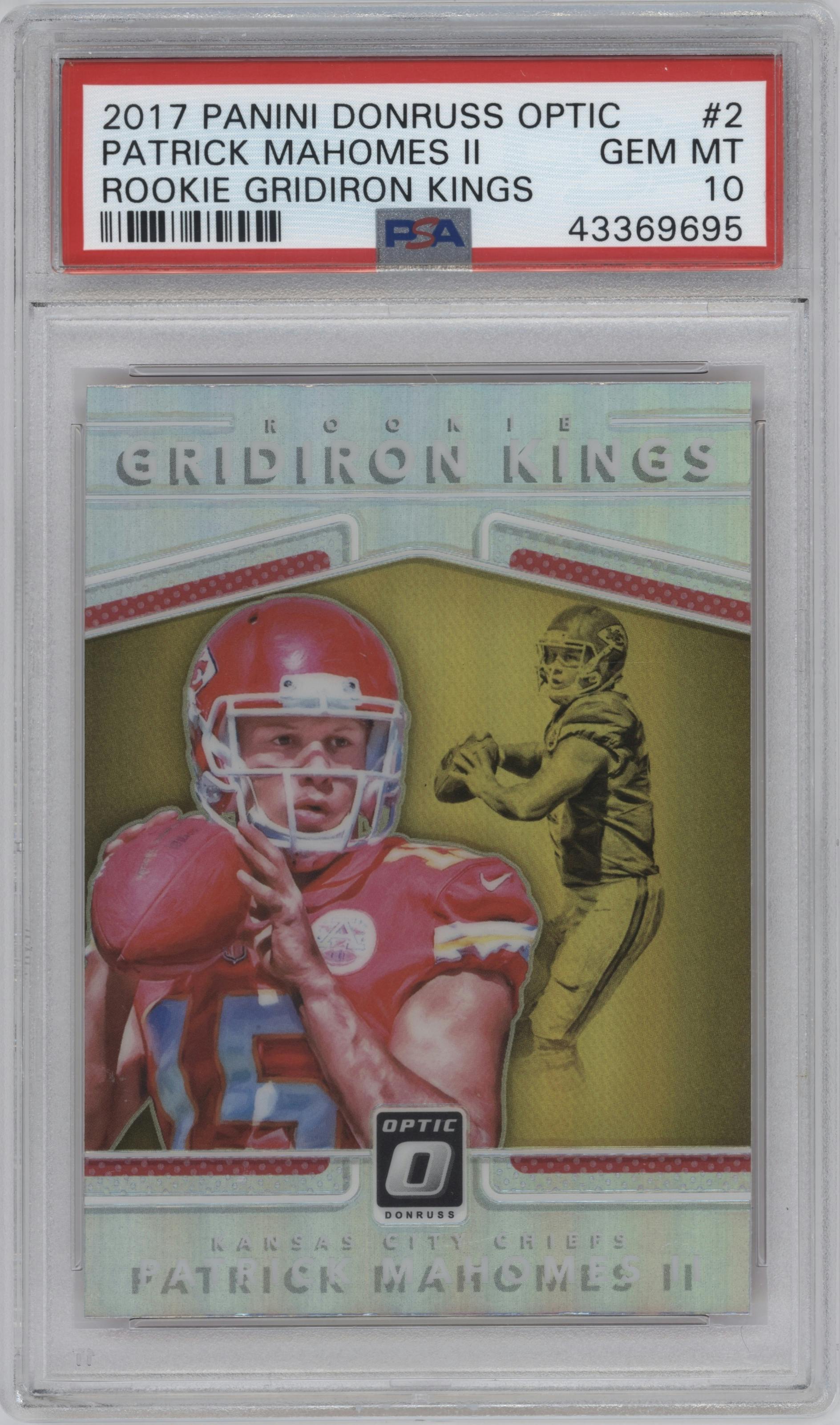Patrick Mahomes II from the 2017 Panini Donruss Optic set graded by PSA and given an overall grade of 10.