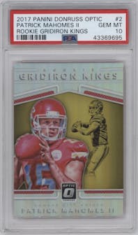 Patrick Mahomes II from the 2017 Panini Donruss Optic set graded by PSA and given an overall grade of 10.