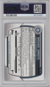 Michael Arroyo from the 2023 Bowman  set graded by PSA and given an overall grade of 10.