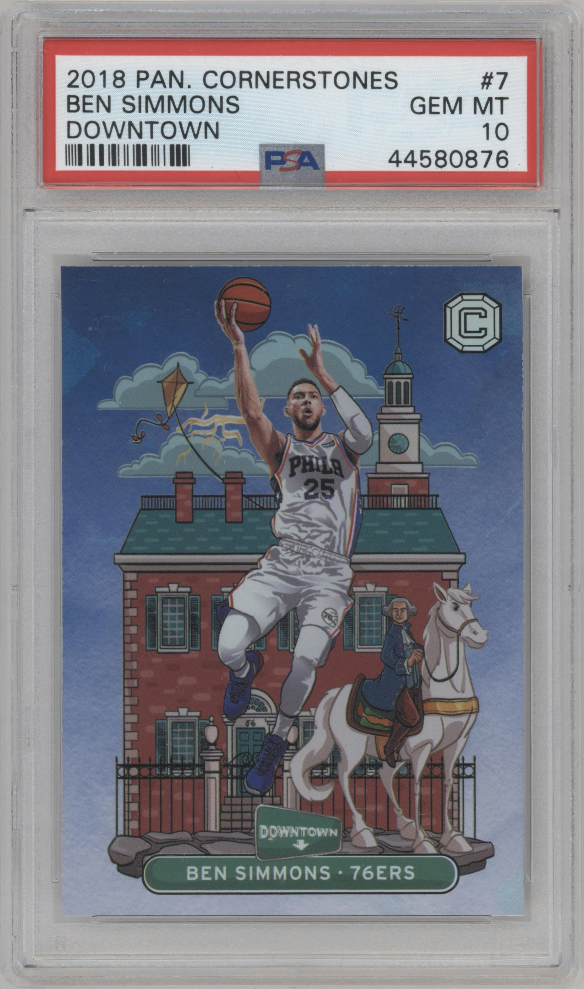 Ben Simmons from the 2018-19 Panini Cornerstones set graded by PSA and given an overall grade of 10.