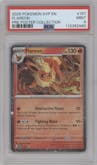 Flareon from the 2025 Pokemon SV set featuring a Prismatic Evolutions Poster Collection parallel graded by PSA and given an overall grade of 9.