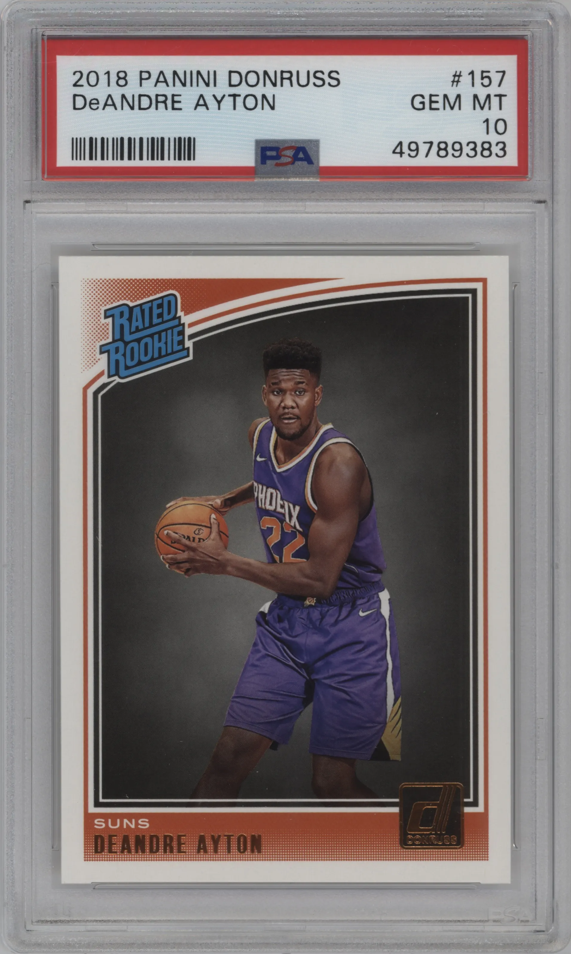 2018 Panini Donruss Rated Rookie Deandre Ayton #157 PSA 10